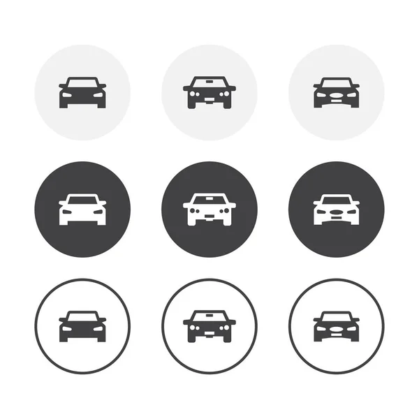 3 basit tasarım araba simgeleri ayarlayın. Yuvarlatılmış arka plan — Stok Vektör