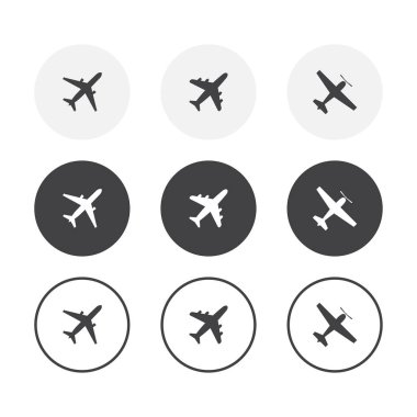 3 basit tasarım uçak simgeleri ayarlayın. Yuvarlatılmış arka plan