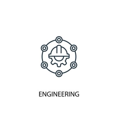 mühendislik kavram çizgisi simgesi. Basit eleman çizimi. mühendislik kavramı anahat sembol tasarımı. Web ve mobil cihazlar için kullanılabilir
