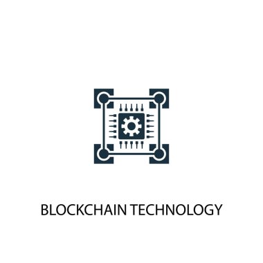 blockchain teknoloji simgesi. Basit eleman çizimi. blockchain teknoloji konsept sembol tasarımı. Web için kullanılabilir