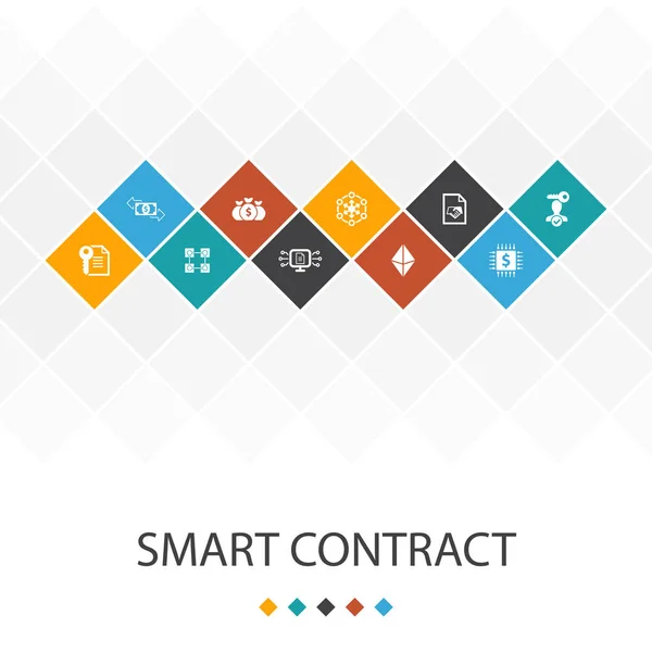 Smart Contract trendy UI template infographics concept.blockchain, transação, descentralização, ícones —  Vetores de Stock