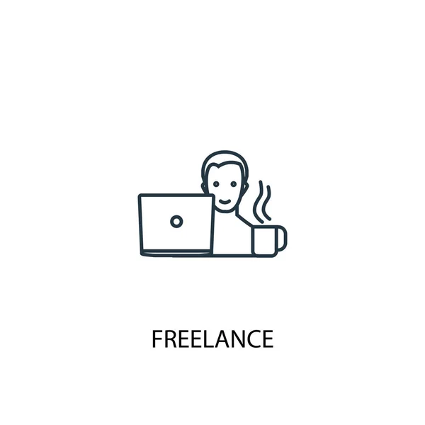 Concepto freelance icono de línea. Ilustración de elementos simples. concepto freelance esquema diseño de símbolos. Puede ser utilizado para web y móvil — Archivo Imágenes Vectoriales