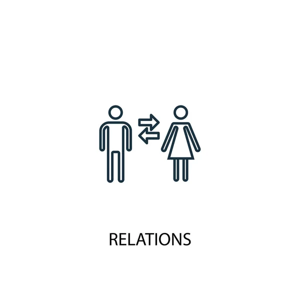 Ícone de linha de conceito relações. Ilustração de elemento simples. design de símbolo de esboço de conceito de relações. Pode ser usado para web e mobile —  Vetores de Stock