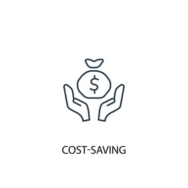 maliyet tasarrufu sağlayan kavram satırı simgesi. Basit eleman çizimi. maliyet tasarrufu kavramı anahat sembol tasarımı. Web ve mobil cihazlar için kullanılabilir