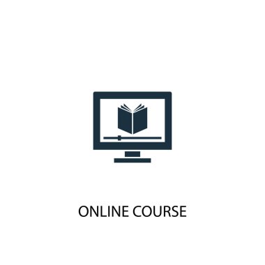 online kurs simgesi. Basit eleman çizimi. online ders kavramı sembol tasarımı. Web için kullanılabilir