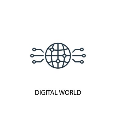 dijital dünya simgesi. Basit eleman çizimi. dijital dünya kavramı sembol tasarımı. Web için kullanılabilir