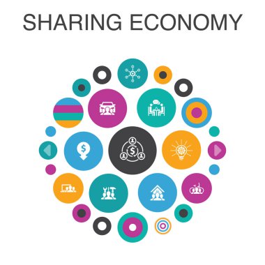 Ekonomi Bilgi Grafiği daire konseptini paylaşmak. Akıllı Ui elemanları coworking, araba paylaşımı, Crowdfunding
