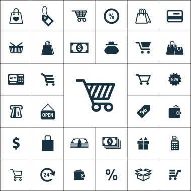 web ve Ui için alışveriş simgeleri evrensel ayarlayın