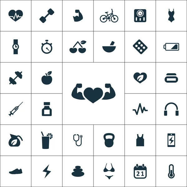 Fitness icons Universal set voor web en UI — Stockvector