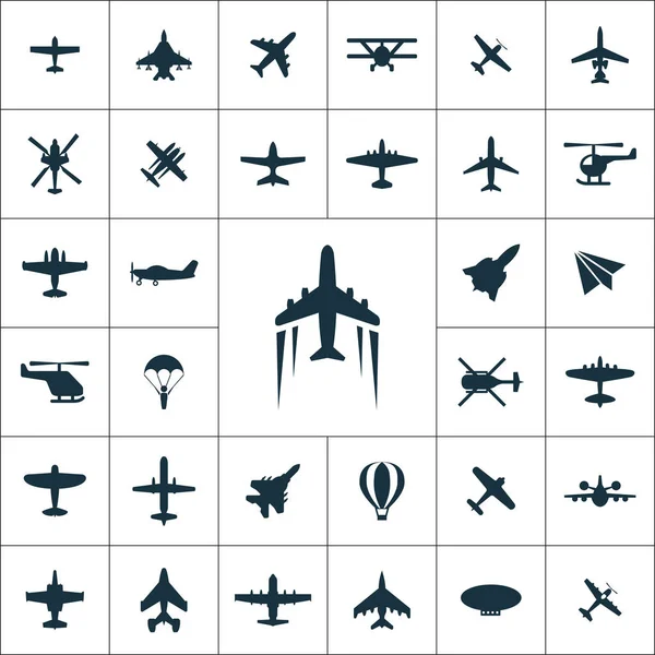 Icone dell'aviazione set universale per il web e UI — Vettoriale Stock