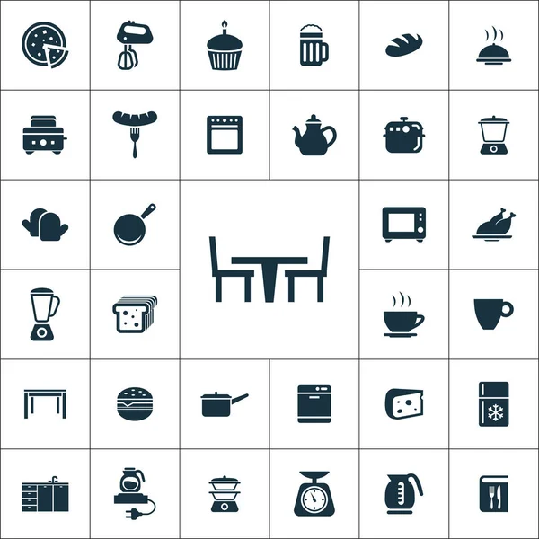 Iconos de cocina conjunto universal para web e interfaz de usuario — Archivo Imágenes Vectoriales