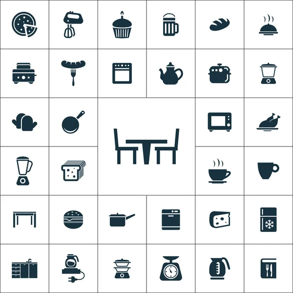 Ícones de cozinha conjunto universal para web e UI —  Vetores de Stock
