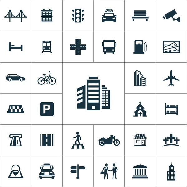 Ikony měst univerzální sada pro web a uživatelské rozhraní — Stockový vektor