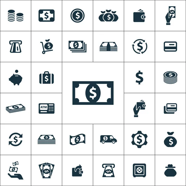 Грошові значки універсальний набір для Інтернету та інтернету — стоковий вектор