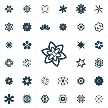 çiçekler simgeleri evrensel web ve Ui için ayarlayın