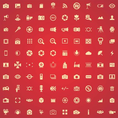 fotoğraf 100 simgeleri evrensel web ve Ui için ayarlayın