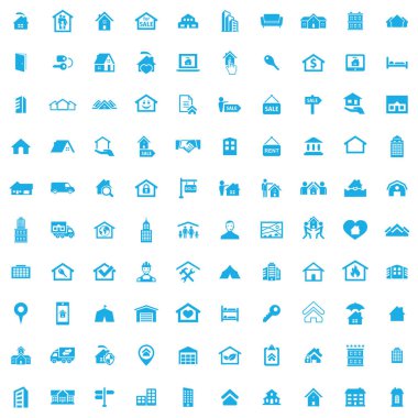gayrimenkul 100 simgeleri web ve Ui için evrensel set