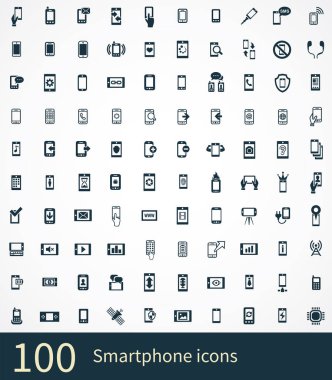 akıllı telefon 100 simgeleri web ve Ui için evrensel set