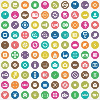 fotoğraf 100 simgeleri evrensel web ve Ui için ayarlayın