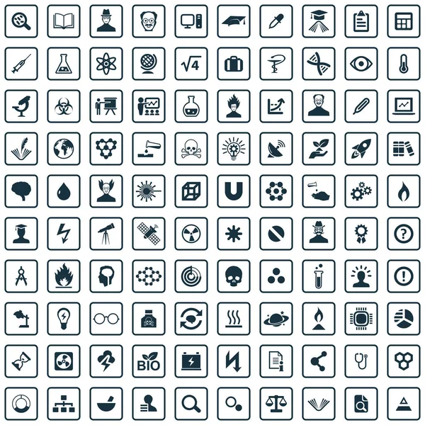 Ciência 100 ícones conjunto universal para web e UI —  Vetores de Stock