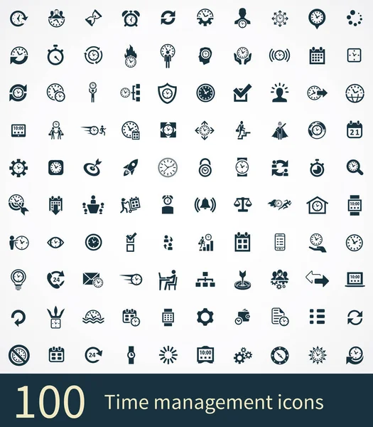 Time management 100 icons universal set for web and UI — Stock Vector