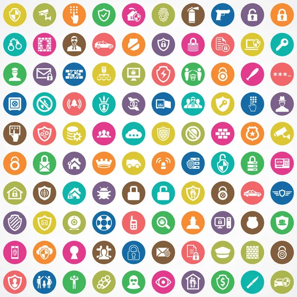 Security 100 icons universal set for web and UI — Stock Vector