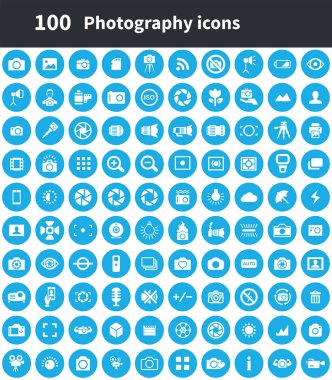 fotoğraf 100 simgeleri evrensel web ve Ui için ayarlayın