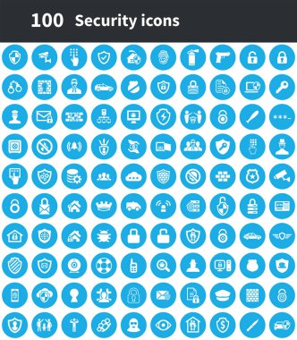 güvenlik 100 simgeleri web ve Ui için evrensel ayarlayın