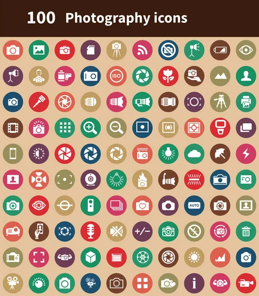 Fotografie 100 icons Universal set voor web en UI — Stockvector