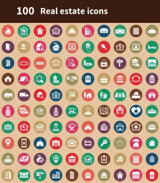 Real estate 100 icons universal set for web and UI — Stock Vector