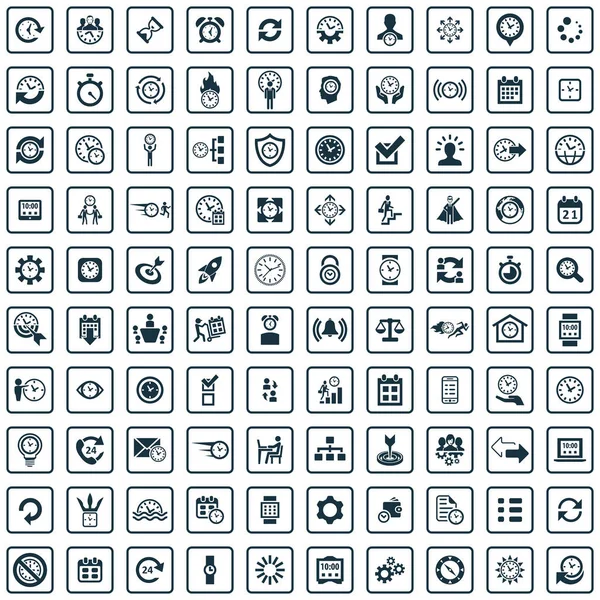 Gerenciamento de tempo 100 ícones conjunto universal para web e UI —  Vetores de Stock