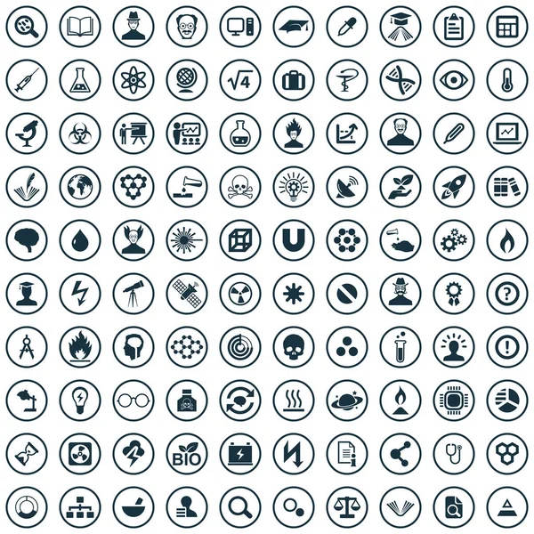 Science 100 icons Universal set voor web en UI — Stockvector