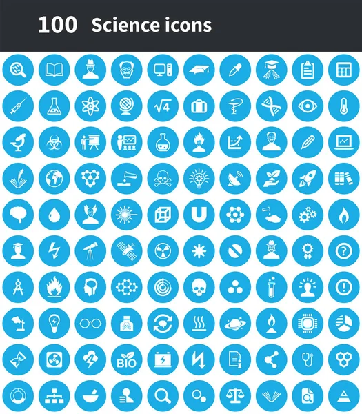 Science 100 icons Universal set voor web en UI — Stockvector