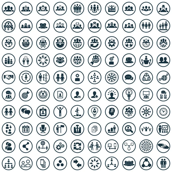 Teamwork 100 icons universal set for web and UI — Stock Vector