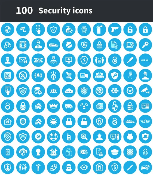 Sicherheit 100 Symbole universelles Set für Web und UI — Stockvektor