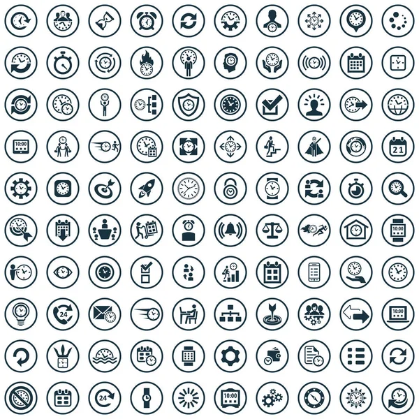 Time management 100 icons Universal set voor web en UI — Stockvector