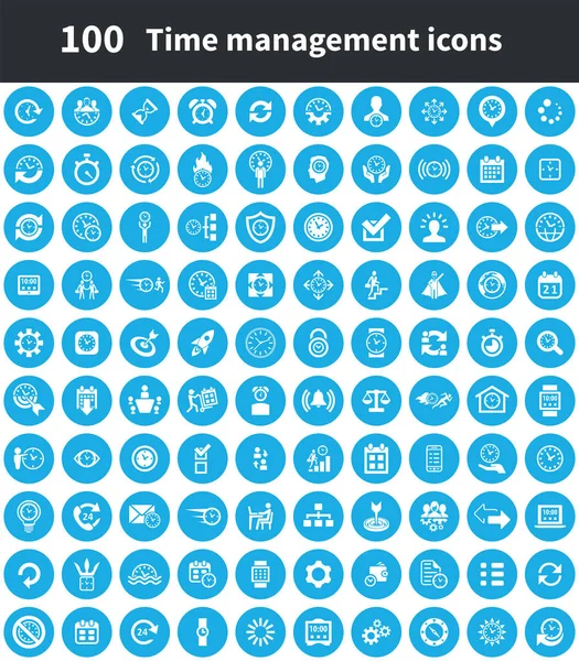 Gerenciamento de tempo 100 ícones conjunto universal para web e UI — Vetor de Stock