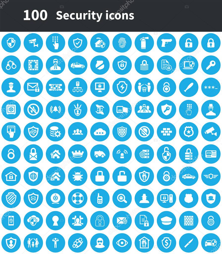 Security 100 icons universal set for web and mobile.