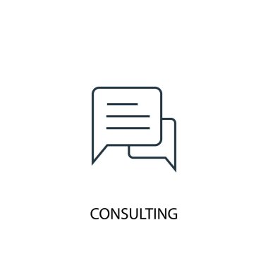 Danışmanlık konsept satırı simgesi. Basit eleman çizimi. Danışmanlık kavramı anahat sembol tasarımı. Web ve mobil cihazlar için kullanılabilir