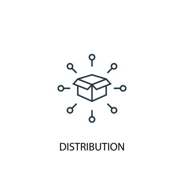 dağıtım kavram çizgisi simgesi. Basit eleman çizimi. dağıtım kavramı anahat sembol tasarımı. Web ve mobil cihazlar için kullanılabilir