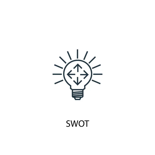 ไอคอนแนวคิด SWOT ภาพประกอบองค์ประกอบง่าย ๆ การออกแบบสัญลักษณ์โครงร่างแนวคิด SWOT สามารถใช้สําหรับเว็บและมือถือ — ภาพเวกเตอร์สต็อก