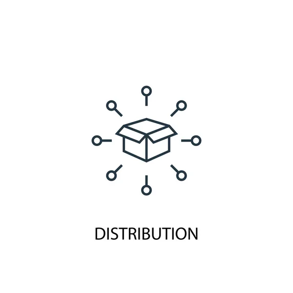Ícone de linha conceito de distribuição. Ilustração de elemento simples. design de símbolo de esboço conceito de distribuição. Pode ser usado para web e mobile — Vetor de Stock