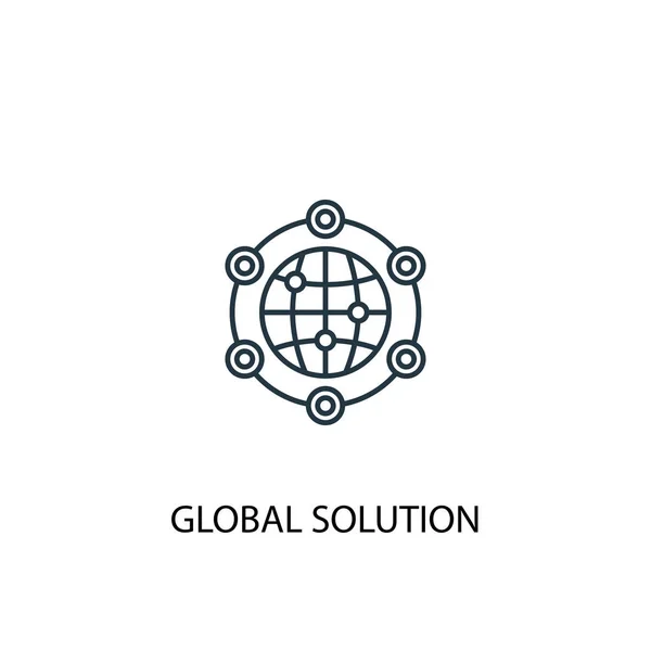 Pictogram voor globale oplossings concept lijn. Afbeelding van een eenvoudig element. Global Solution concept overzicht symbool ontwerp. Kan gebruikt worden voor web en mobiel — Stockvector