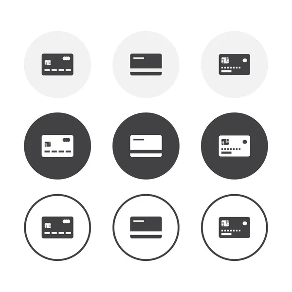 Set van 3 eenvoudige ontwerp Credit Card pictogrammen. Afgeronde achtergrond Credit Card symbool — Stockvector