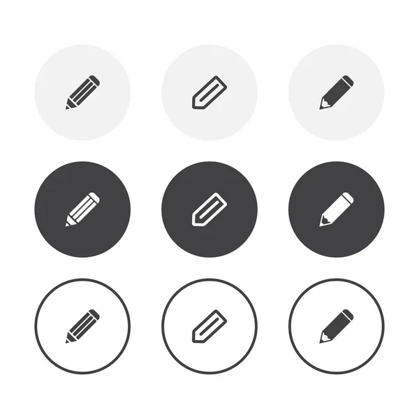 Conjunto de 3 ícones de lápis de design simples. Símbolo de lápis de fundo arredondado —  Vetores de Stock