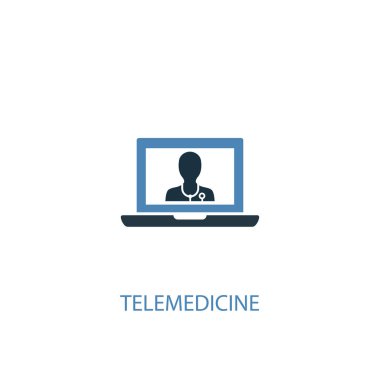 teletıp kavramı 2 renkli simge. Basit mavi eleman illüstrasyon. teletıp kavramı sembol tasarımı. Web ve mobil cihazlar için kullanılabilir