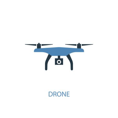 drone kavramı 2 renkli simgesi. Basit mavi eleman illüstrasyon. drone kavram sembolü tasarımı. Web ve mobil cihazlar için kullanılabilir