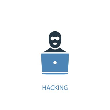 hack kavramı 2 renkli simge. Basit mavi eleman illüstrasyon. hack kavramı sembol tasarımı. Web ve mobil cihazlar için kullanılabilir