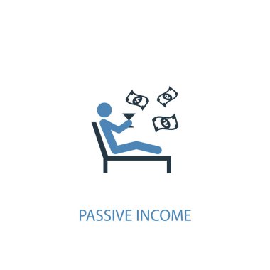 pasif gelir kavramı 2 renkli simge. Basit mavi eleman illüstrasyon. pasif gelir kavramı sembol tasarımı. Web ve mobil cihazlar için kullanılabilir
