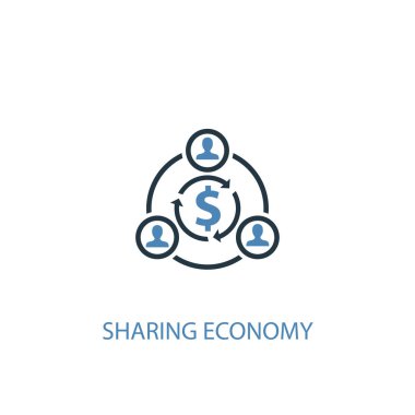 paylaşım ekonomi kavramı 2 renkli simgesi. Basit mavi eleman illüstrasyon. ekonomi kavramı sembol tasarımıpaylaşımı. Web ve mobil cihazlar için kullanılabilir